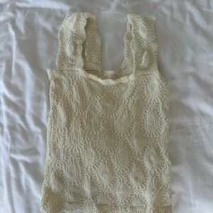 Free People Ivory Jacquard Textured Knit Top